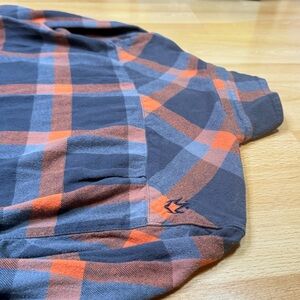 Rusty Long Sleeve Plaid Flannel Orange Blue Gray Button Down Men's Size M